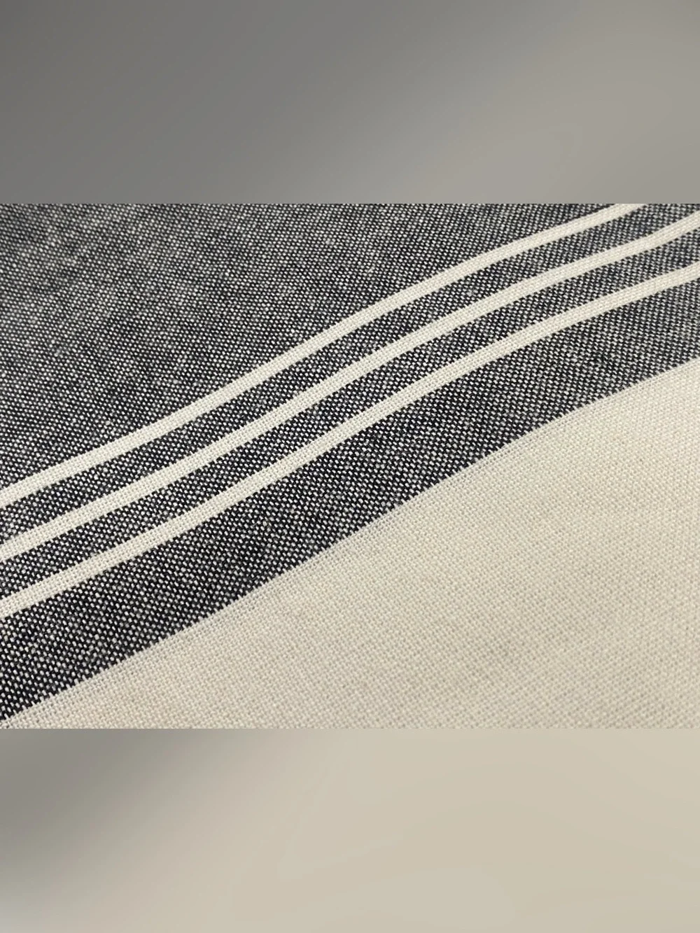 Gray And White Striped Table Runner, 100% Cotton Contemporary Table Linen